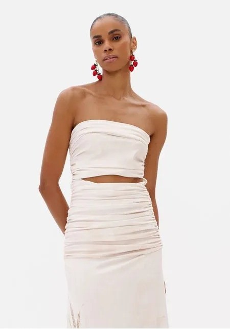 VESTIDO SEM ALCAS LONGO COM ESTAMPA LANÇA PERFUME VESTIDO SEM ALCAS LONGO COM ESTAMPA LANÇA PERFUME