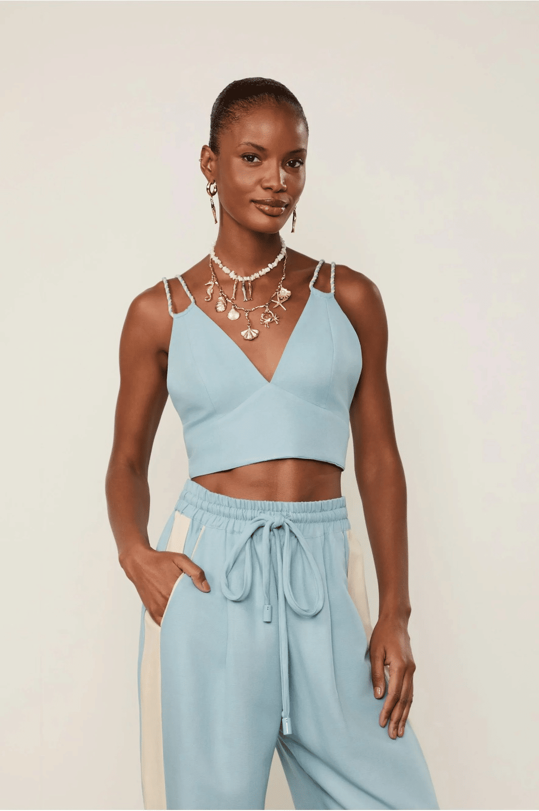 TOP ALCA TRANCADA AZUL CLARO ANIMALE TOP ALCA TRANCADA AZUL CLARO ANIMALE