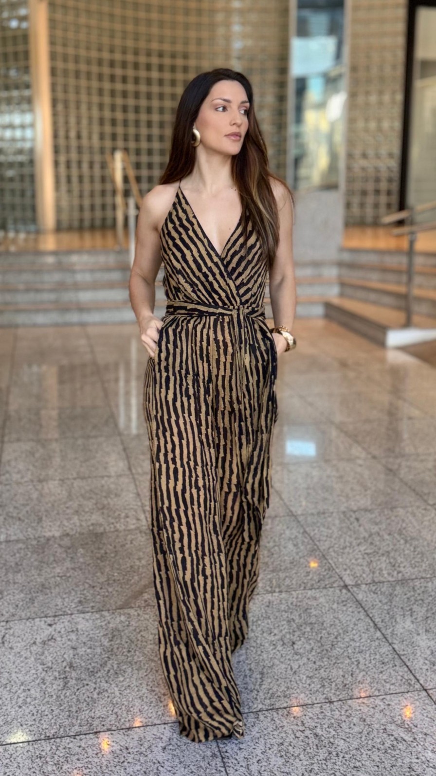 MACACAO LONGO LISTRA RAFIA ANIMALE MACACAO LONGO LISTRA RAFIA ANIMALE