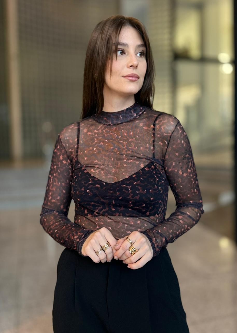BLUSA TULE SEGUNDA PELE TEXTURA BEAN COL ANIMALE BLUSA TULE SEGUNDA PELE TEXTURA BEAN COL ANIMALE