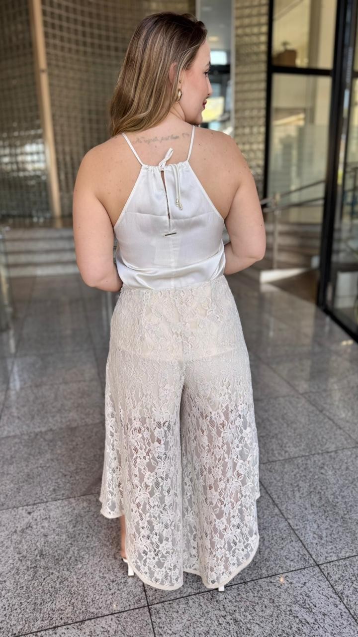 CALCA RETA COS ALTO ZIPER LATERAL MORENA ROSA