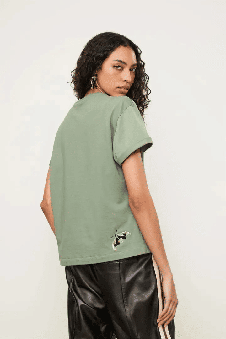 TSHIRT BORDADA INSETOS VERDE SÁLVIA ANIMALE TSHIRT BORDADA INSETOS VERDE SÁLVIA ANIMALE