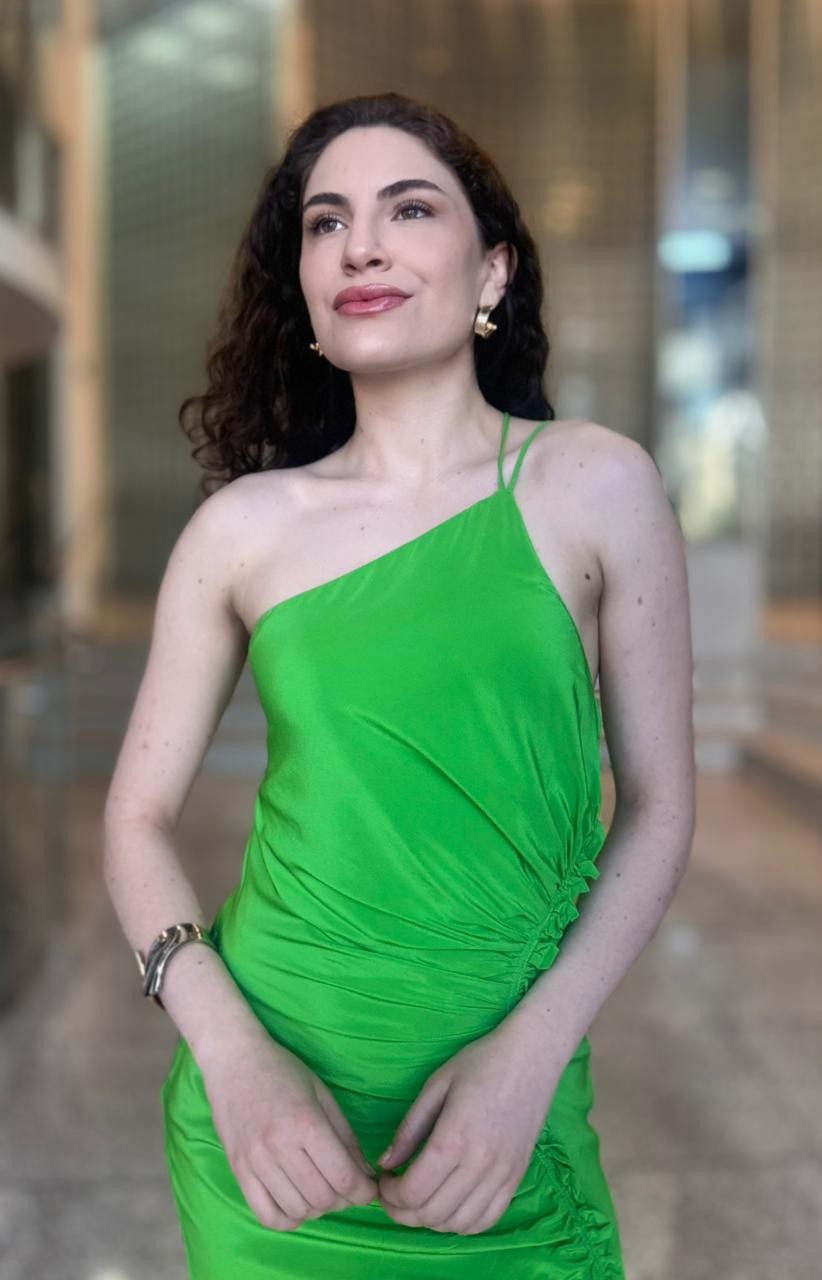 VESTIDO LONGO DE SEDA UM OMBRO ANIMALE VESTIDO LONGO DE SEDA UM OMBRO ANIMALE