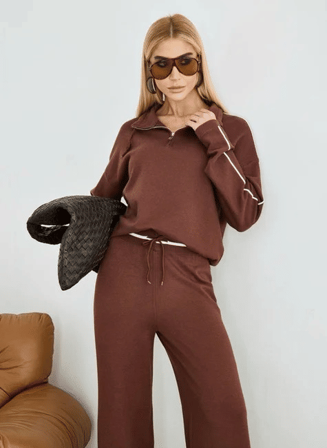 CONJUNTO TRICOT BLUSA E CALCA MARROM CONJUNTO TRICOT BLUSA E CALCA MARROM