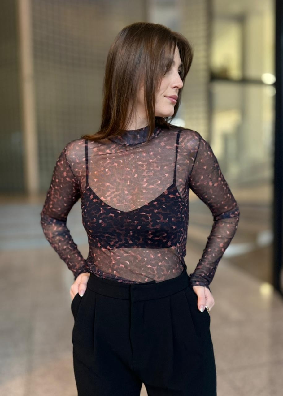 BLUSA TULE SEGUNDA PELE TEXTURA BEAN COL ANIMALE BLUSA TULE SEGUNDA PELE TEXTURA BEAN COL ANIMALE