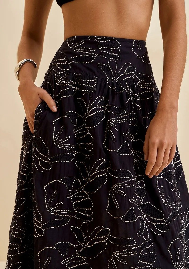 SAIA EVASE ALTA MIDI AZUL ESCURO MORENA ROSA