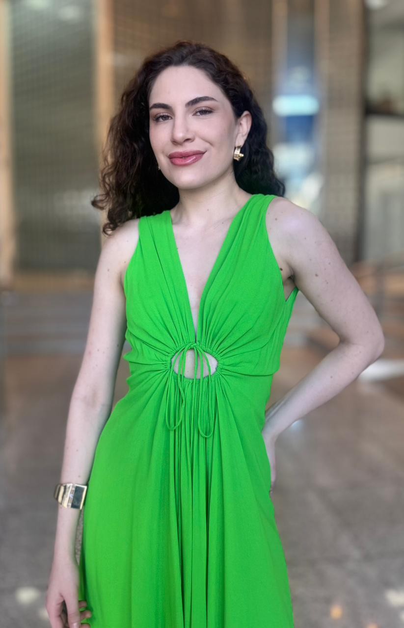 VESTIDO MIDI COULISSE VERDE CLASSICO ANIMALE VESTIDO MIDI COULISSE VERDE CLASSICO ANIMALE