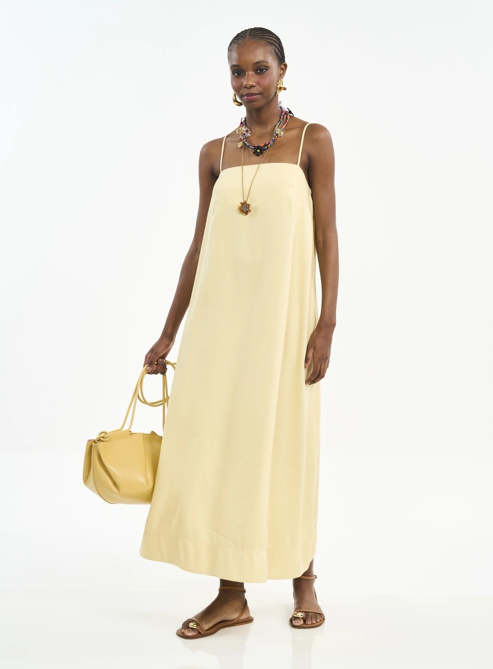 VESTIDO LINHO AMARELO SOLENE COLCCI VESTIDO LINHO AMARELO SOLENE COLCCI