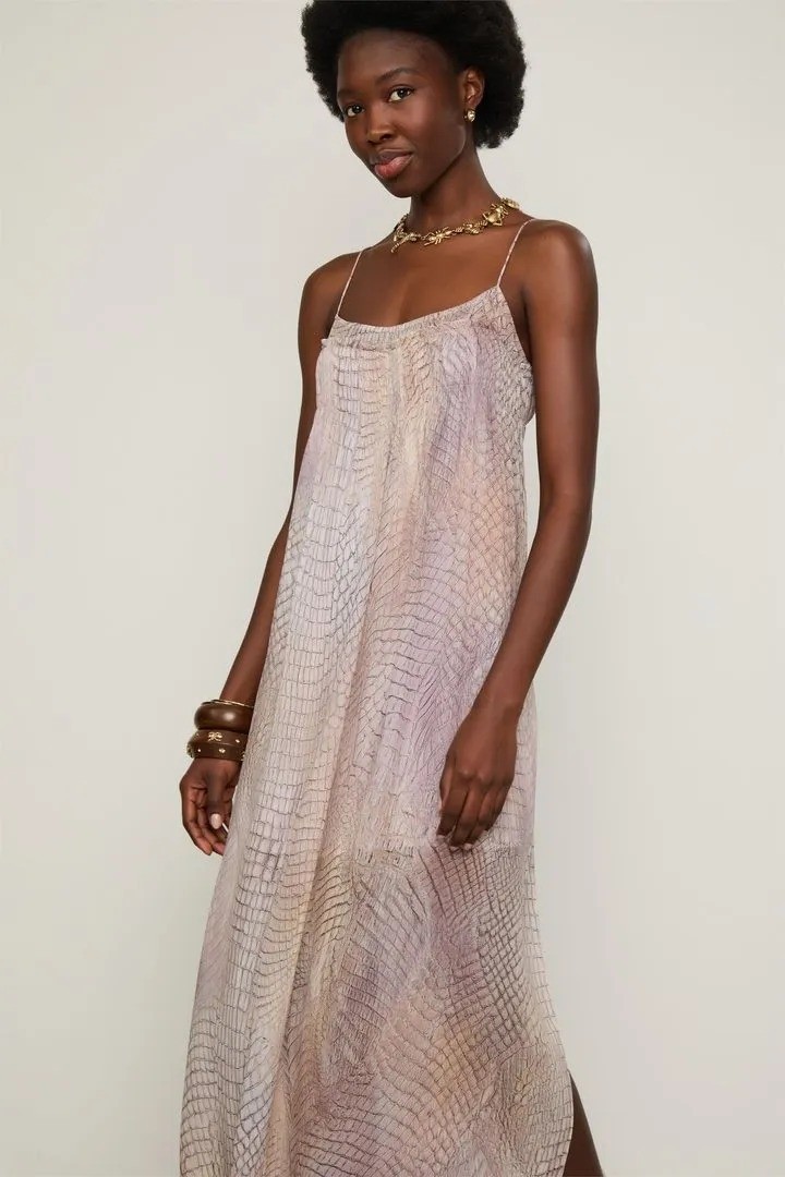 VESTIDO LONGO CROCO SELVAGIA ANIMALE VESTIDO LONGO CROCO SELVAGIA ANIMALE