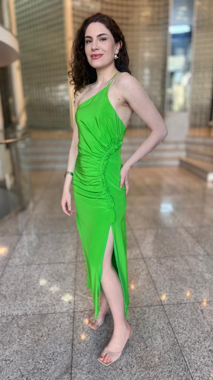 VESTIDO LONGO DE SEDA UM OMBRO ANIMALE VESTIDO LONGO DE SEDA UM OMBRO ANIMALE