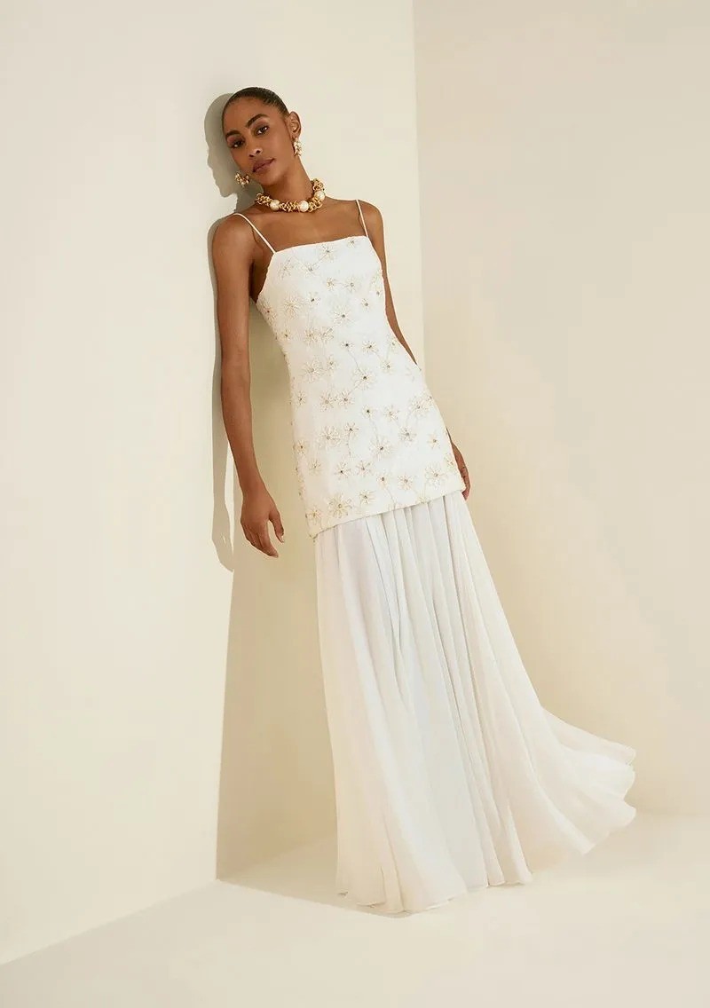 VESTIDO AJUSTADO DECOTE RETO COM ALCA LONGO OFF WHITE MORENA ROSA VESTIDO AJUSTADO DECOTE RETO COM ALCA LONGO OFF WHITE MORENA ROSA