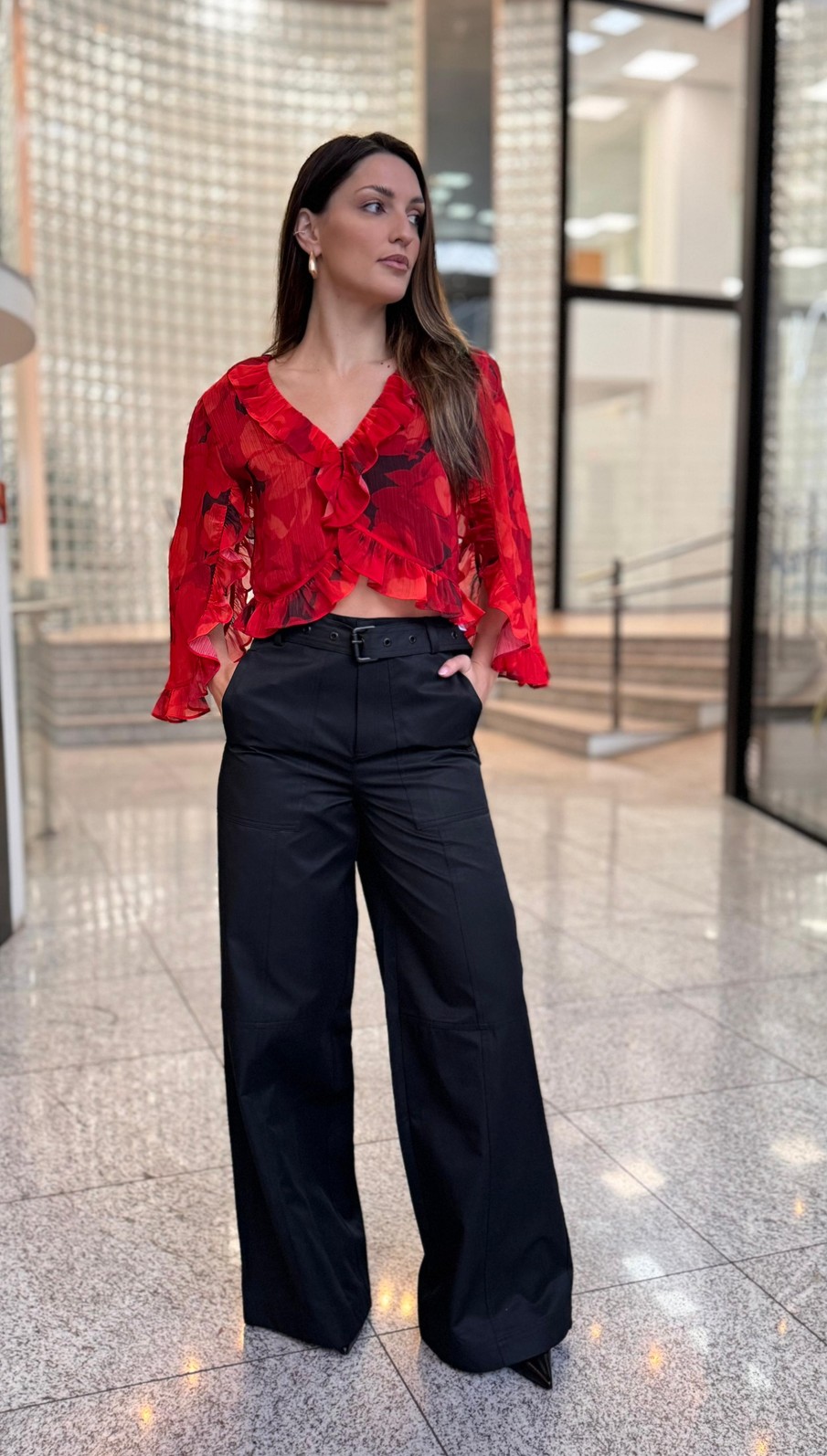 BLUSA SOLTA MANGA 7 OITAVOS MORENA ROSA