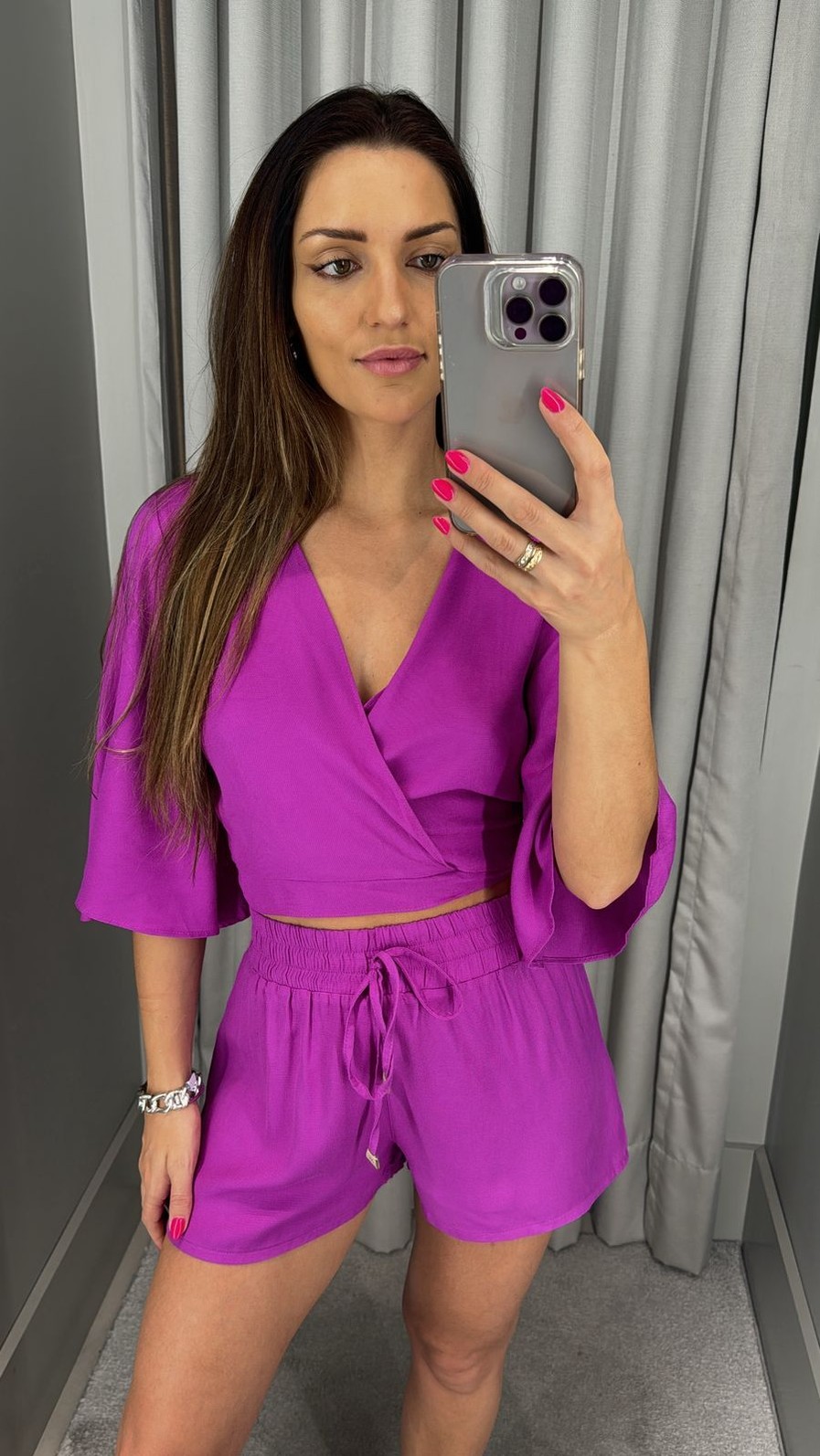 SHORTS BOXER COM AMARRACAO ROXO MORENA ROSA SHORTS BOXER COM AMARRACAO ROXO MORENA ROSA