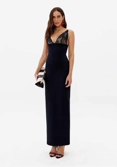 VESTIDO SUPER MIDI COM RENDA PRETO LANÇA PERFUME VESTIDO SUPER MIDI COM RENDA PRETO LANÇA PERFUME