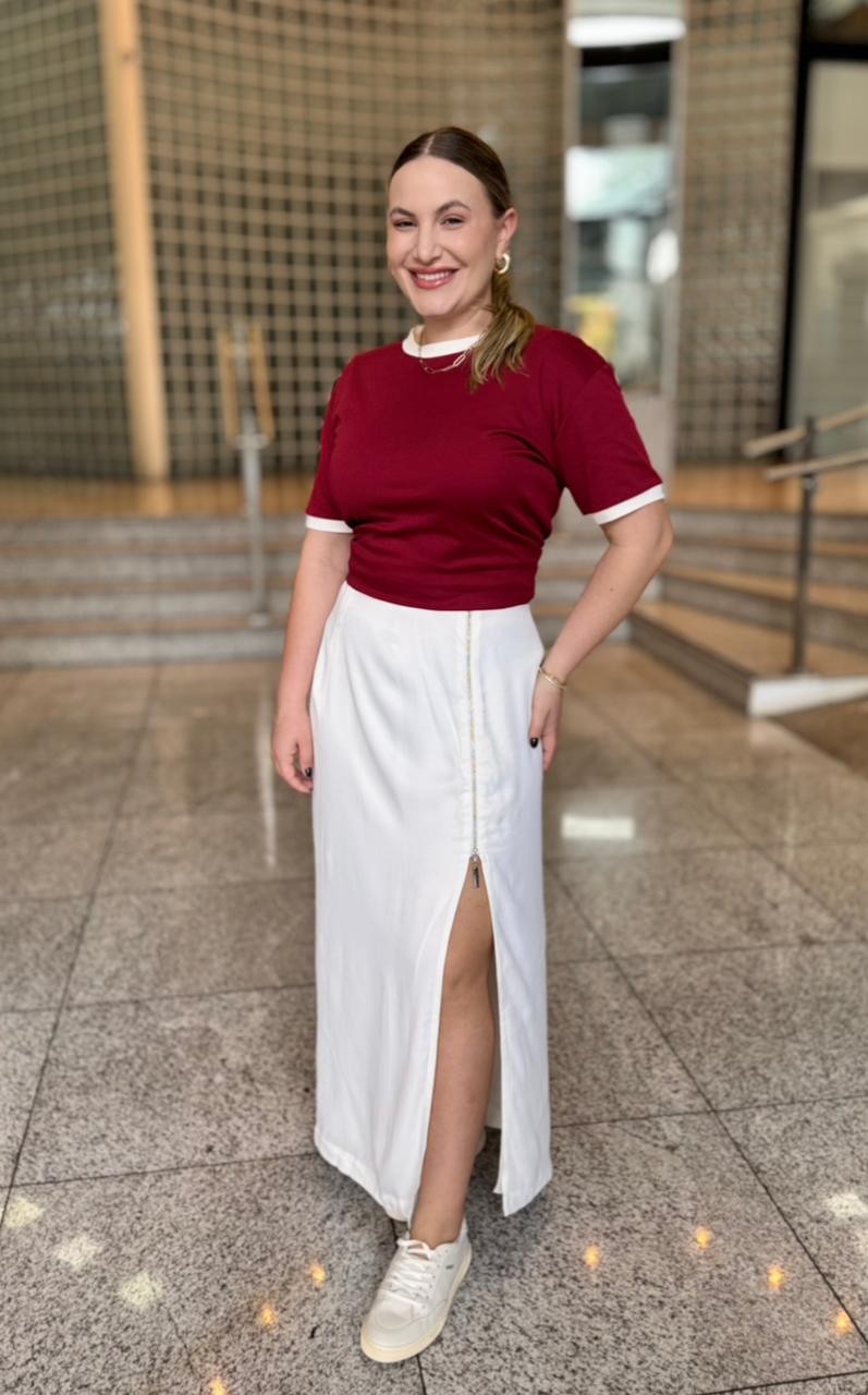 SAIA RETA ALTA MIDI OFF WHITE MORENA ROSA