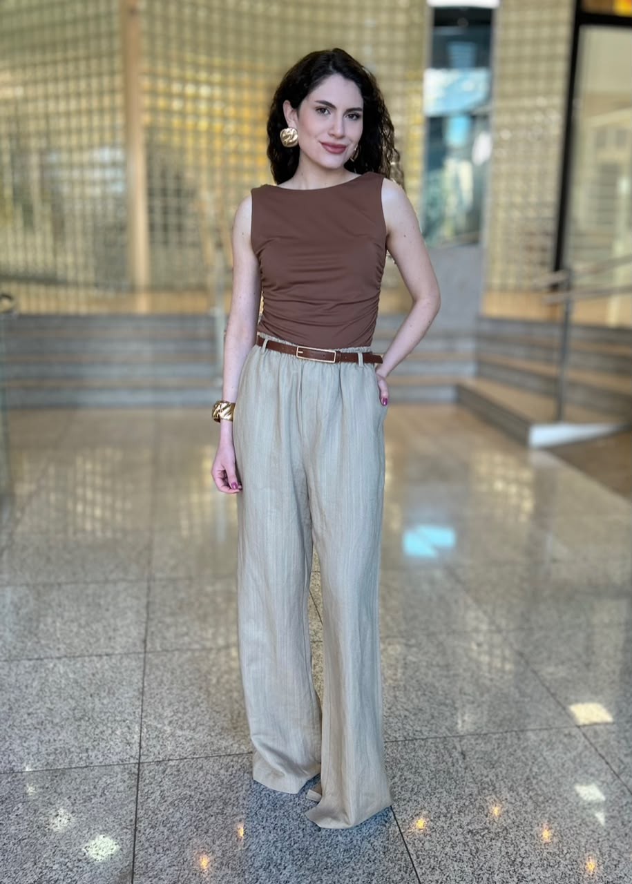 BLUSA AJUSTADA MARROM ANIS FORUM