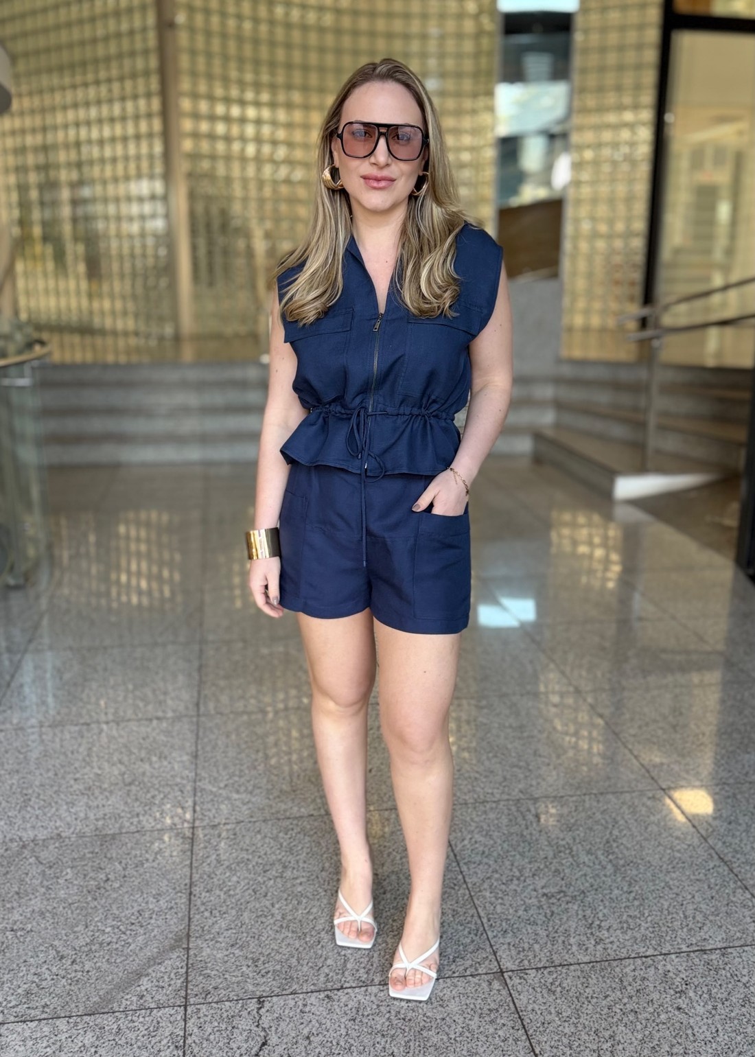 SHORTS PESPONTO DEEP BLUE AZUL MARINHO ANIMALE SHORTS PESPONTO DEEP BLUE AZUL MARINHO ANIMALE