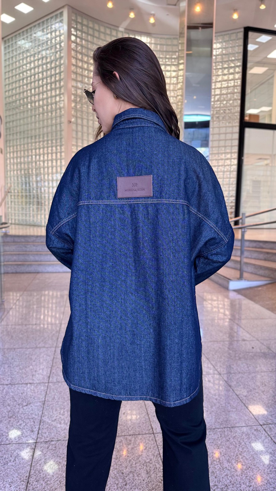 CAMISA OVERSIZED GOLA CLASSICA JEANS MORENA ROSA