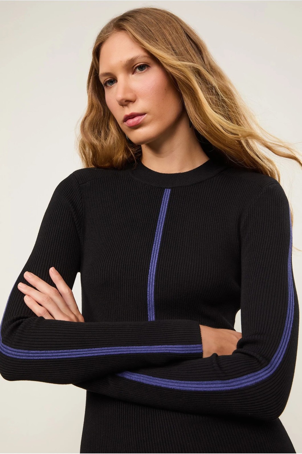 VESTIDO DE TRICOT MIDI LISTRA AZUL ANIMALE