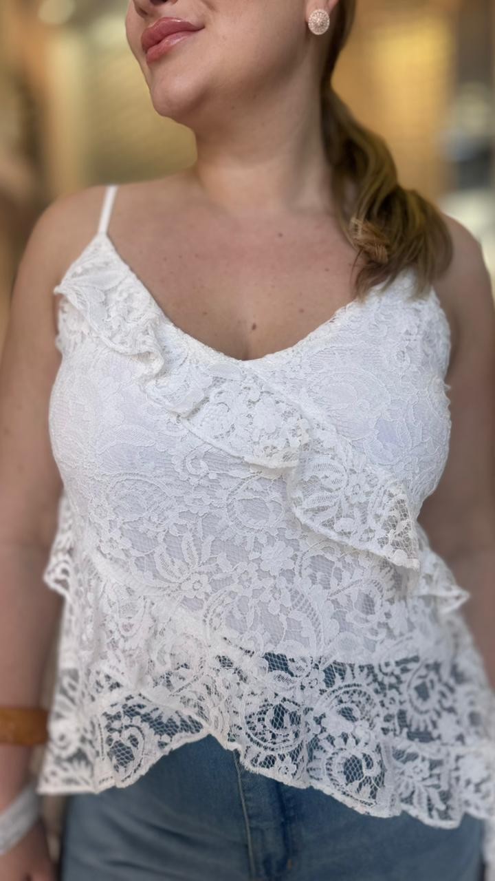BLUSA BABADOS RENDA OFF WHITE MY PLACE BLUSA BABADOS RENDA OFF WHITE MY PLACE