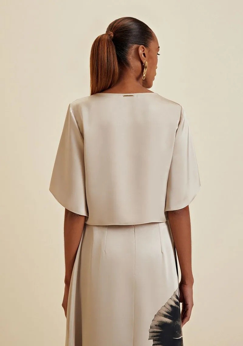 BLUSA DECOTE V MANGA CURTA PAPIRO MORENA ROSA