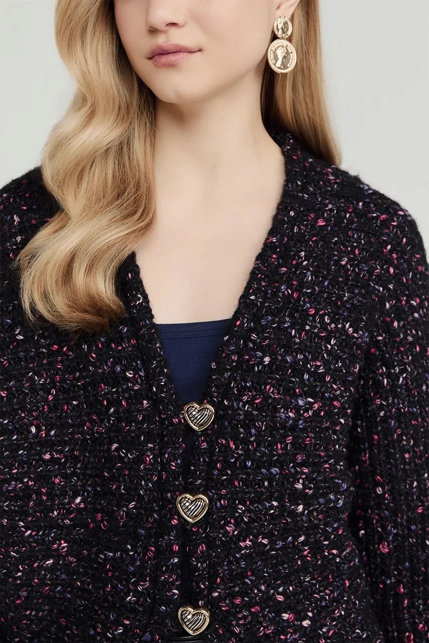 CASAQUETO TRICOT VERA PRETO MULTICOLORS ROSA NV CASAQUETO TRICOT VERA PRETO MULTICOLORS ROSA NV