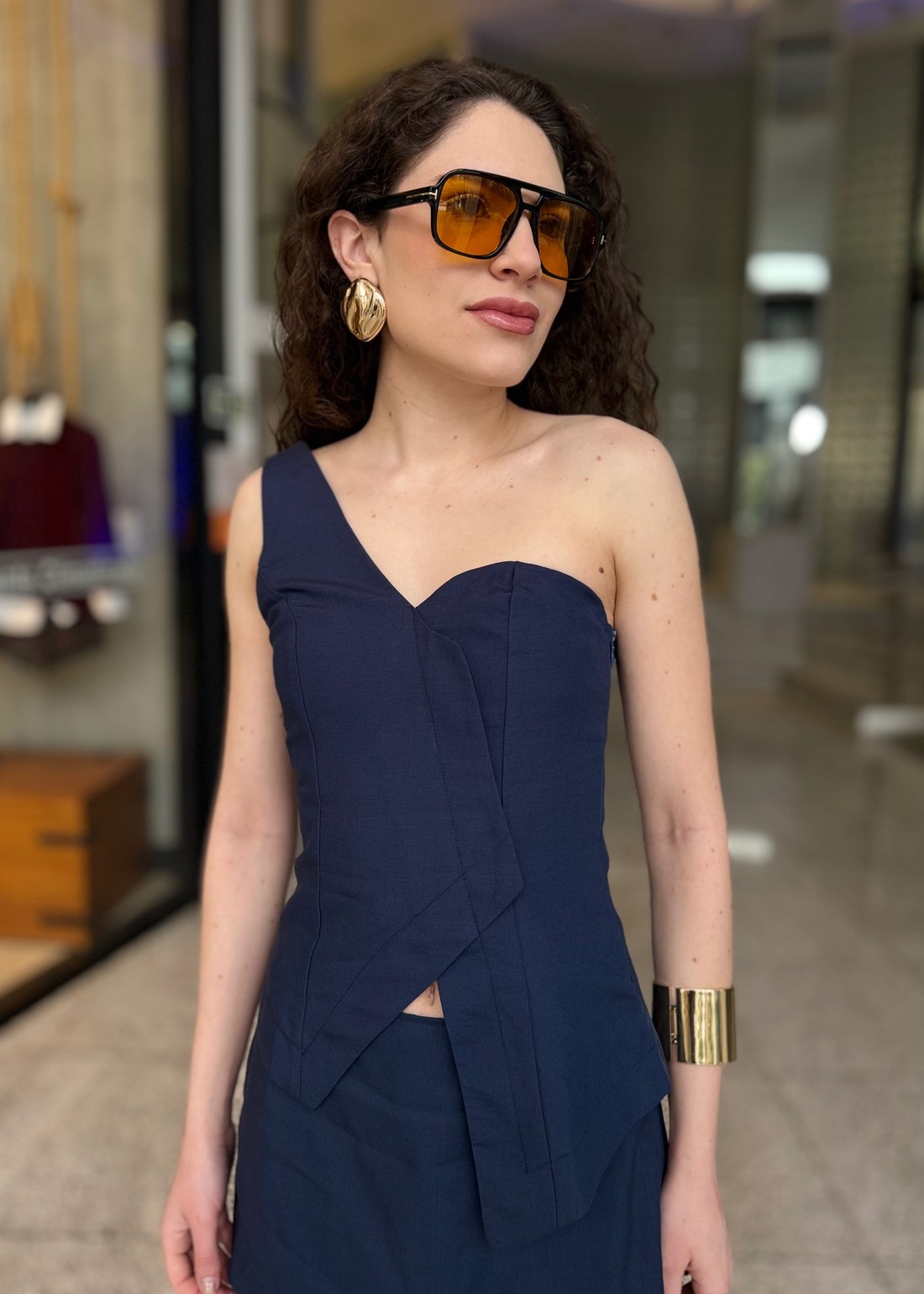 BLUSA LINHO AZUL OLYMPIC COLCCI BLUSA LINHO AZUL OLYMPIC COLCCI