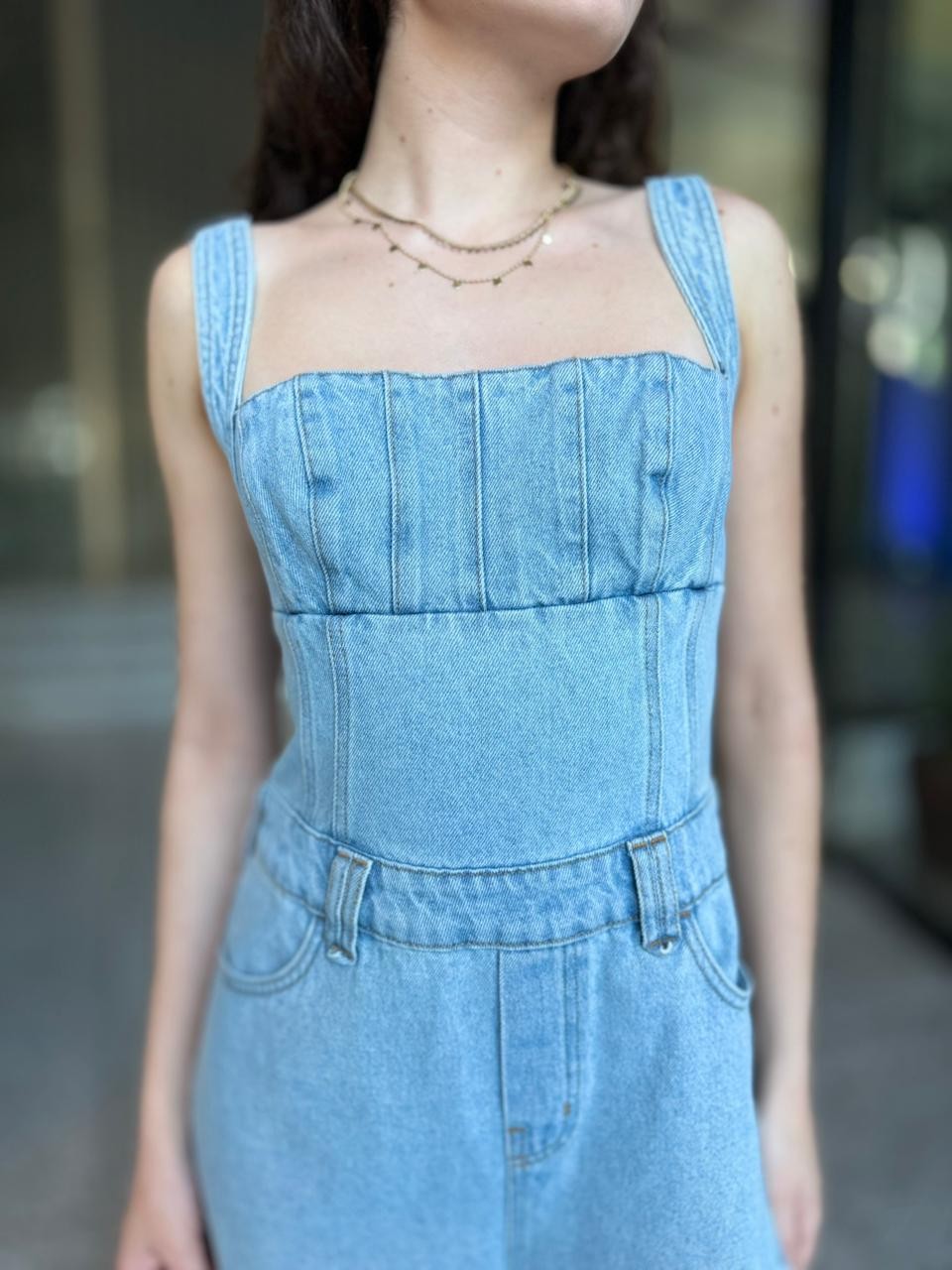 MACACÃO JEANS INDIGO FORUM