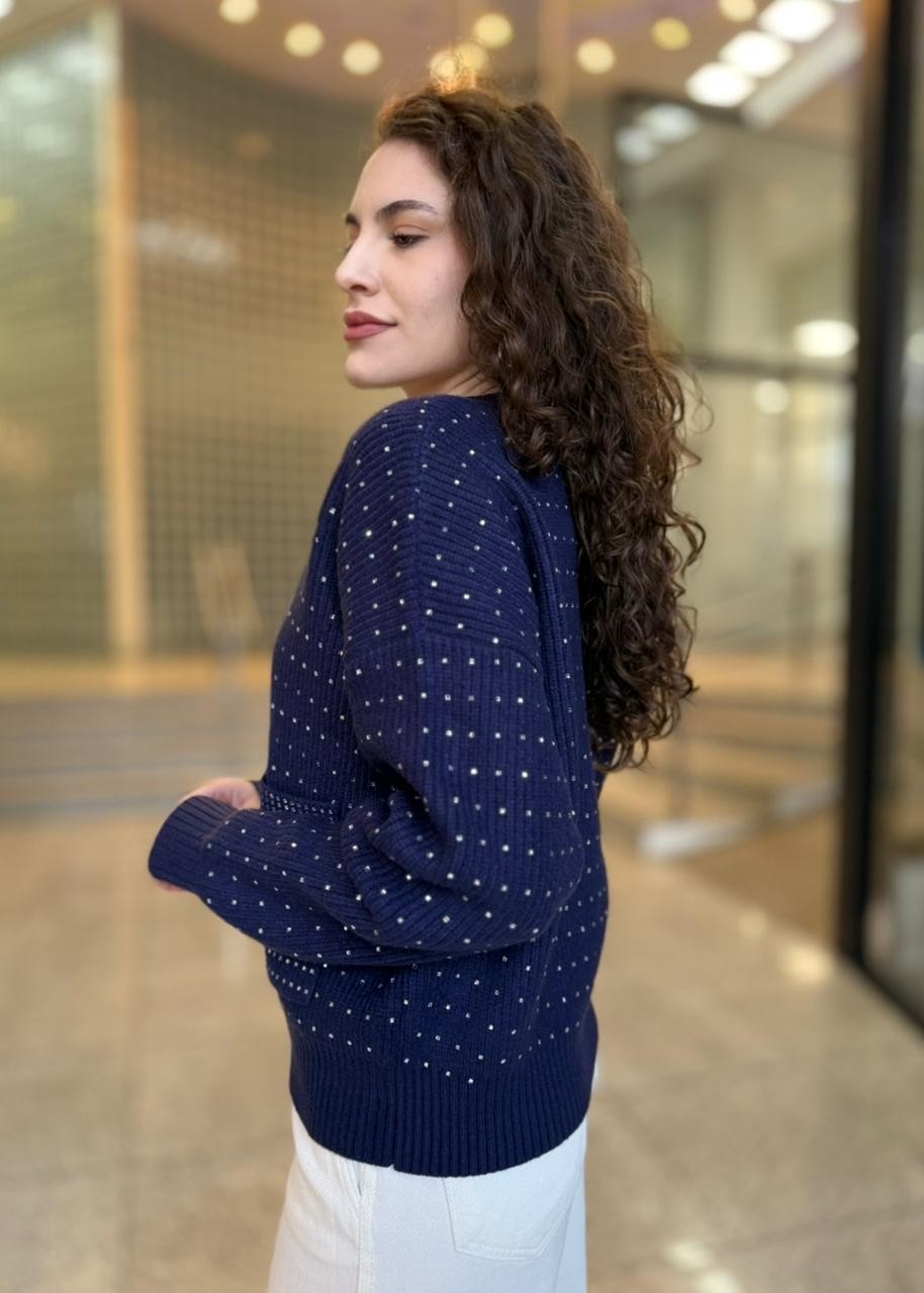 CARDIGAN GLIMMER AZUL MARINHO JOHN JOHN CARDIGAN GLIMMER AZUL MARINHO JOHN JOHN