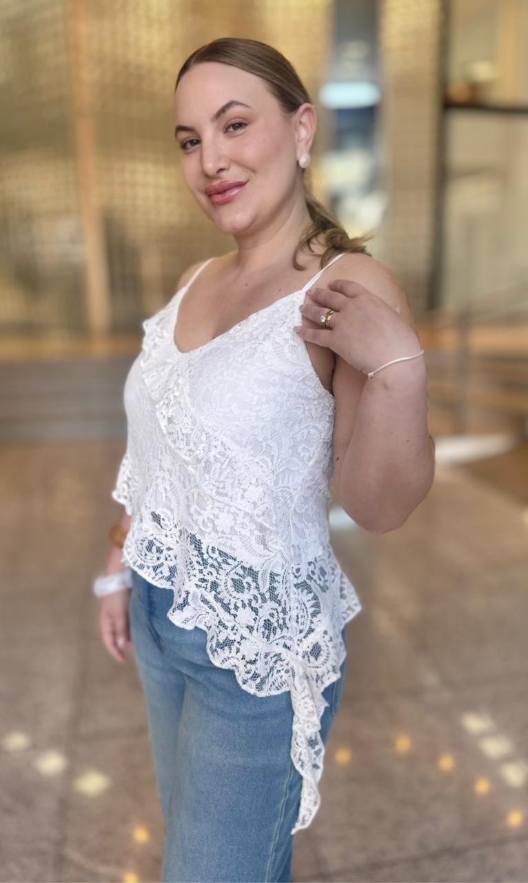 BLUSA BABADOS RENDA OFF WHITE MY PLACE BLUSA BABADOS RENDA OFF WHITE MY PLACE