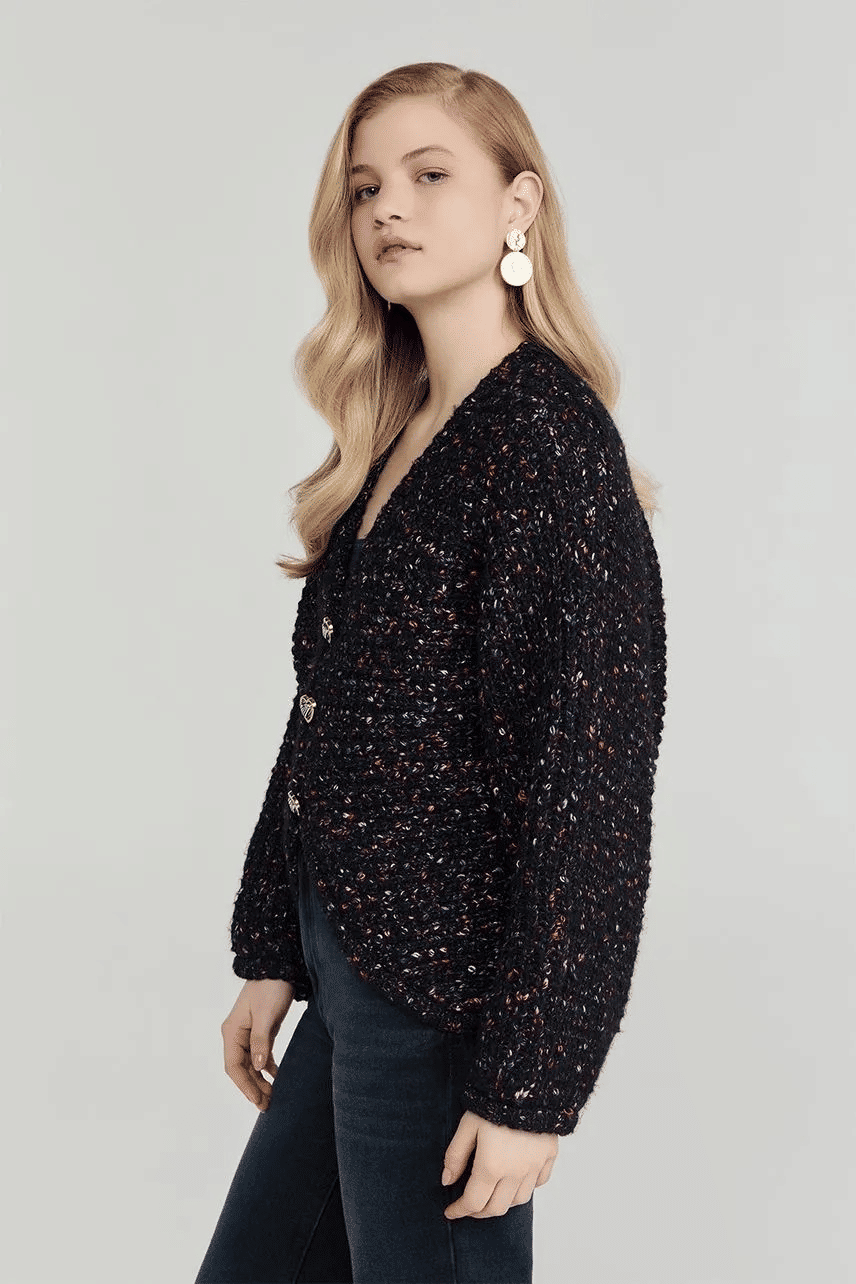 CASAQUETO TRICOT VERA PRETO MULTICOLORS ROSA NV CASAQUETO TRICOT VERA PRETO MULTICOLORS ROSA NV