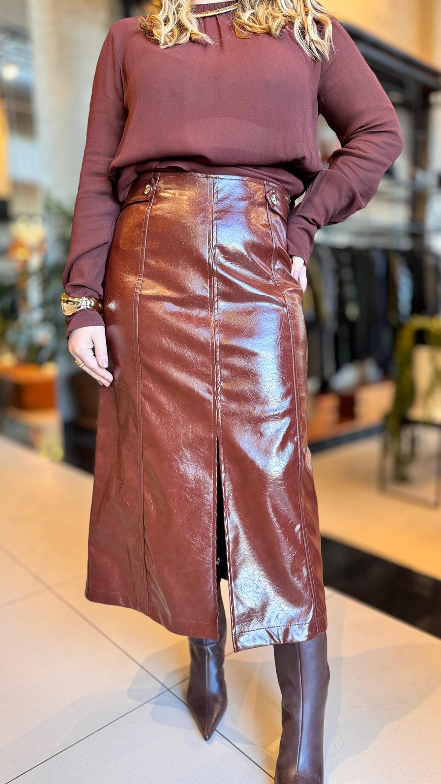 SAIA EVASE ALTA MIDI PU BORDO MORENA ROSA