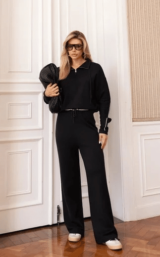 CONJUNTO DE TRICOT BLUSA E CALCA PRETO CONJUNTO DE TRICOT BLUSA E CALCA PRETO