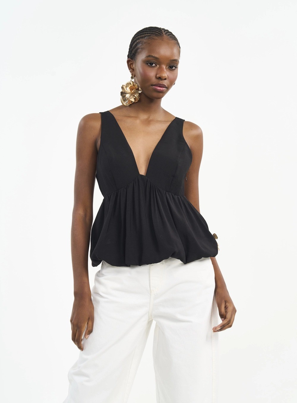 BLUSA DECOTE V COM ALÇAS BARRA BALONÊ COLCCI BLUSA DECOTE V COM ALÇAS BARRA BALONÊ COLCCI