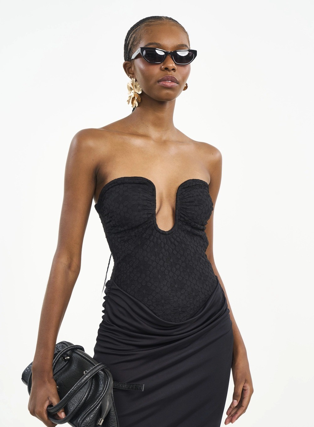 VESTIDO MIDI DETALHE RENDA PRETO COLCCI VESTIDO MIDI DETALHE RENDA PRETO COLCCI