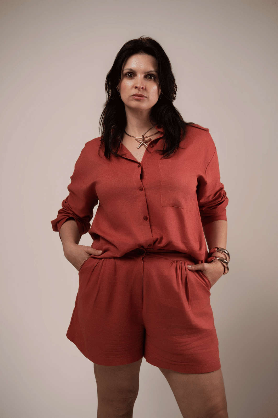CAMISA LAURA VERMELHO CANELA CAMISA LAURA VERMELHO CANELA