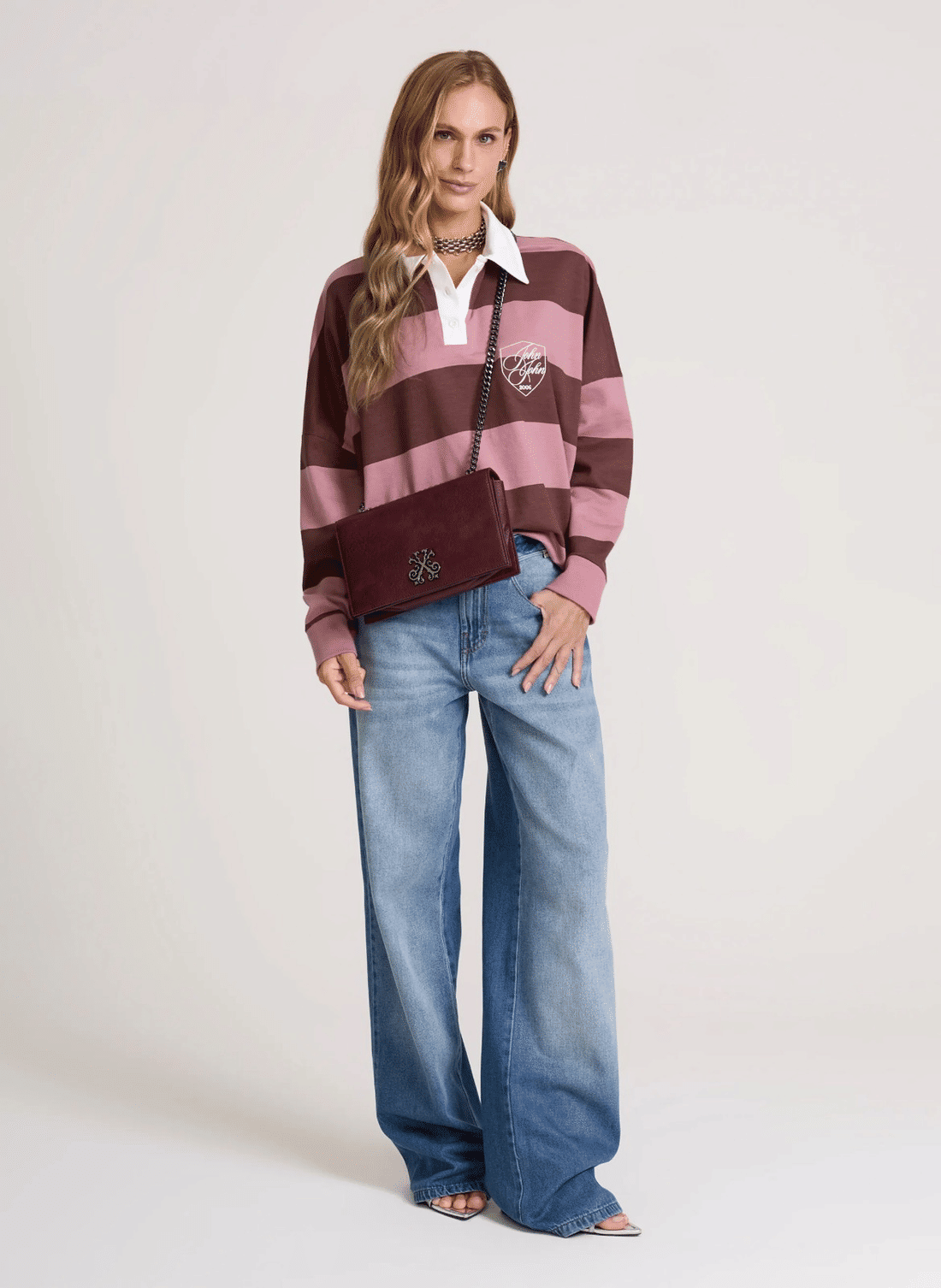 CASACO JJ SPORT STRIPE  ROSA MEDIO JOHN JOHN