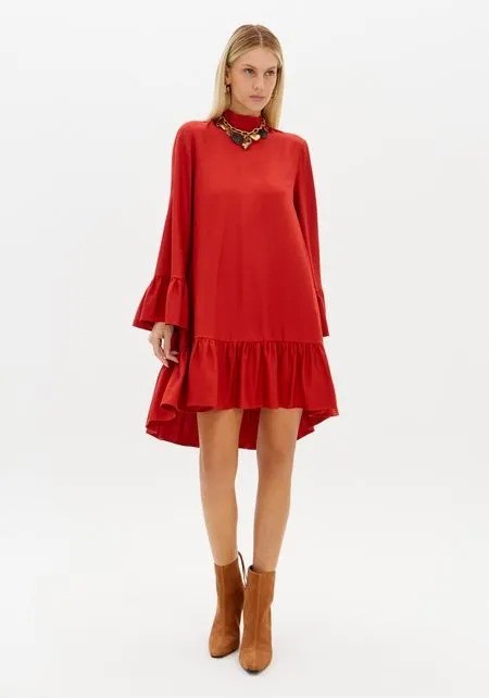 VESTIDO CURTO MANGA LONGA VERMELHO LANÇA PERFUME VESTIDO CURTO MANGA LONGA VERMELHO LANÇA PERFUME