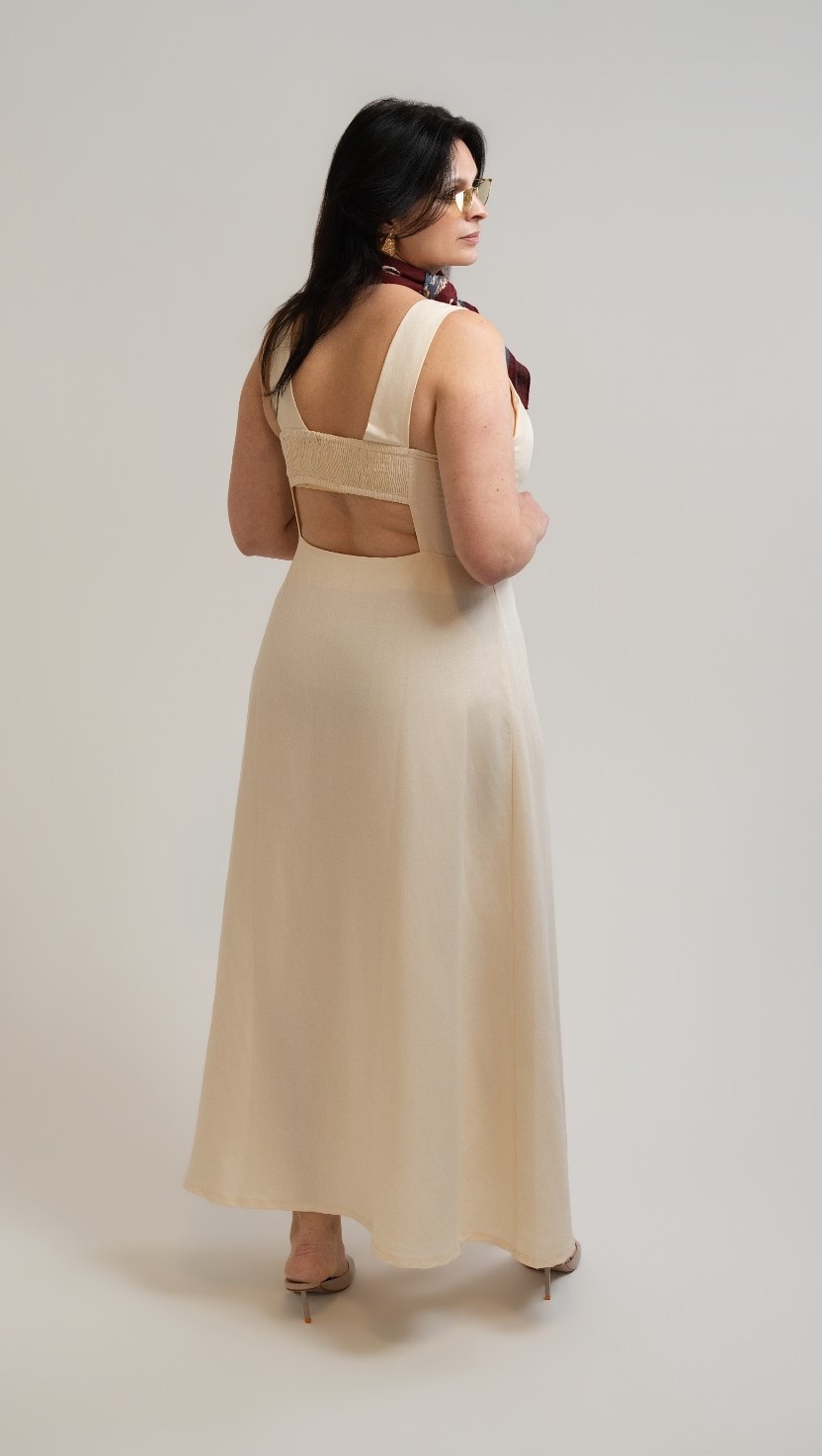 VESTIDO LINHO BEGE AFFOGATO COLCCI VESTIDO LINHO BEGE AFFOGATO COLCCI