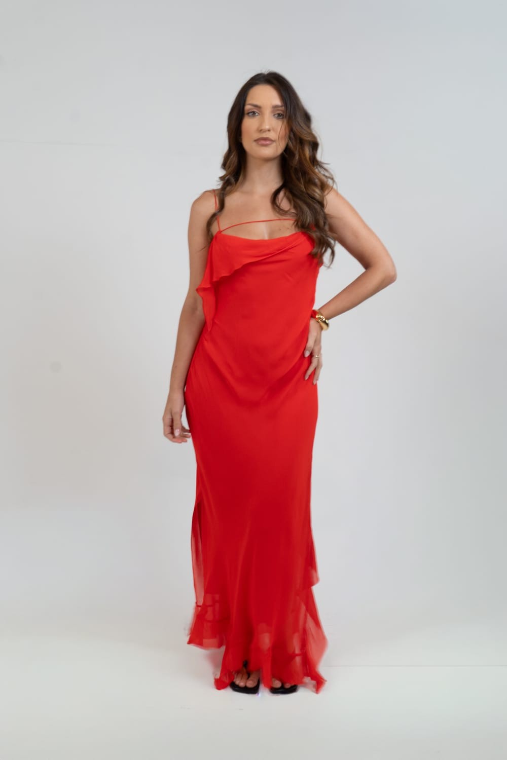 VESTIDO LONGO SLIP DESCONSTRUIDO VERMELHO ANIMALE VESTIDO LONGO SLIP DESCONSTRUIDO VERMELHO ANIMALE