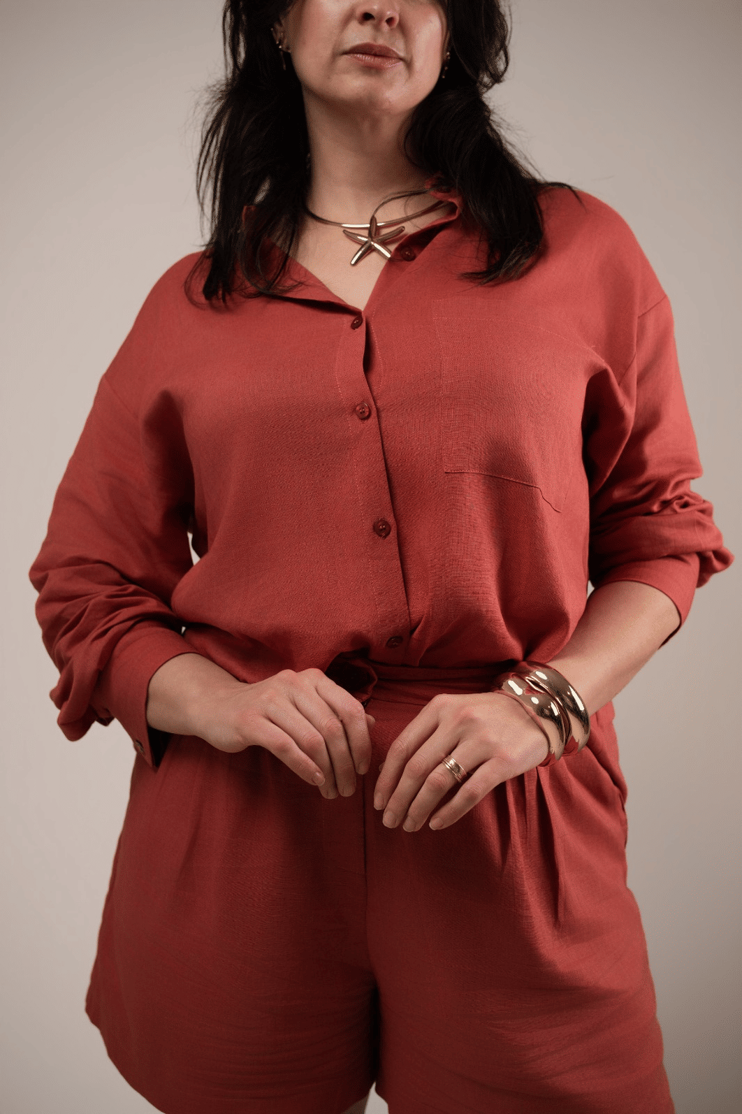 CAMISA LAURA VERMELHO CANELA CAMISA LAURA VERMELHO CANELA