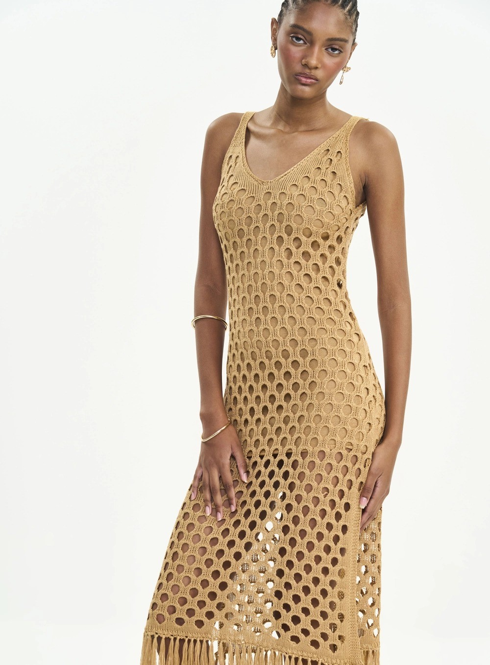 VESTIDO TRICO MARROM RUSTY IRON COLCCI VESTIDO TRICO MARROM RUSTY IRON COLCCI