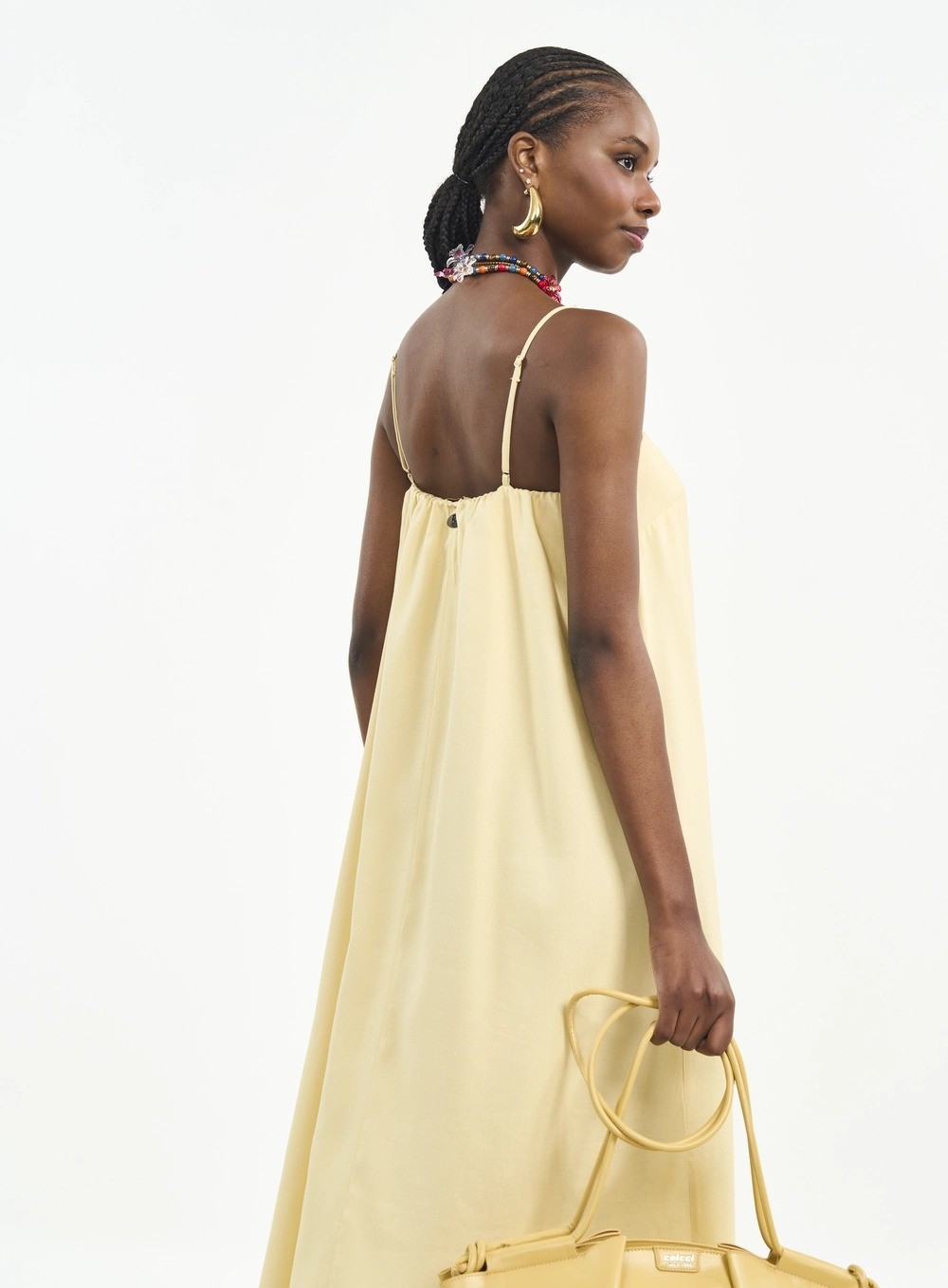 VESTIDO LINHO AMARELO SOLENE COLCCI VESTIDO LINHO AMARELO SOLENE COLCCI