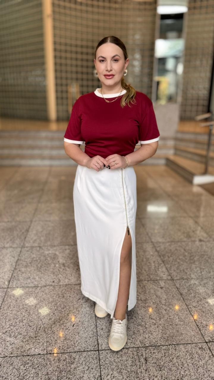 SAIA RETA ALTA MIDI OFF WHITE MORENA ROSA