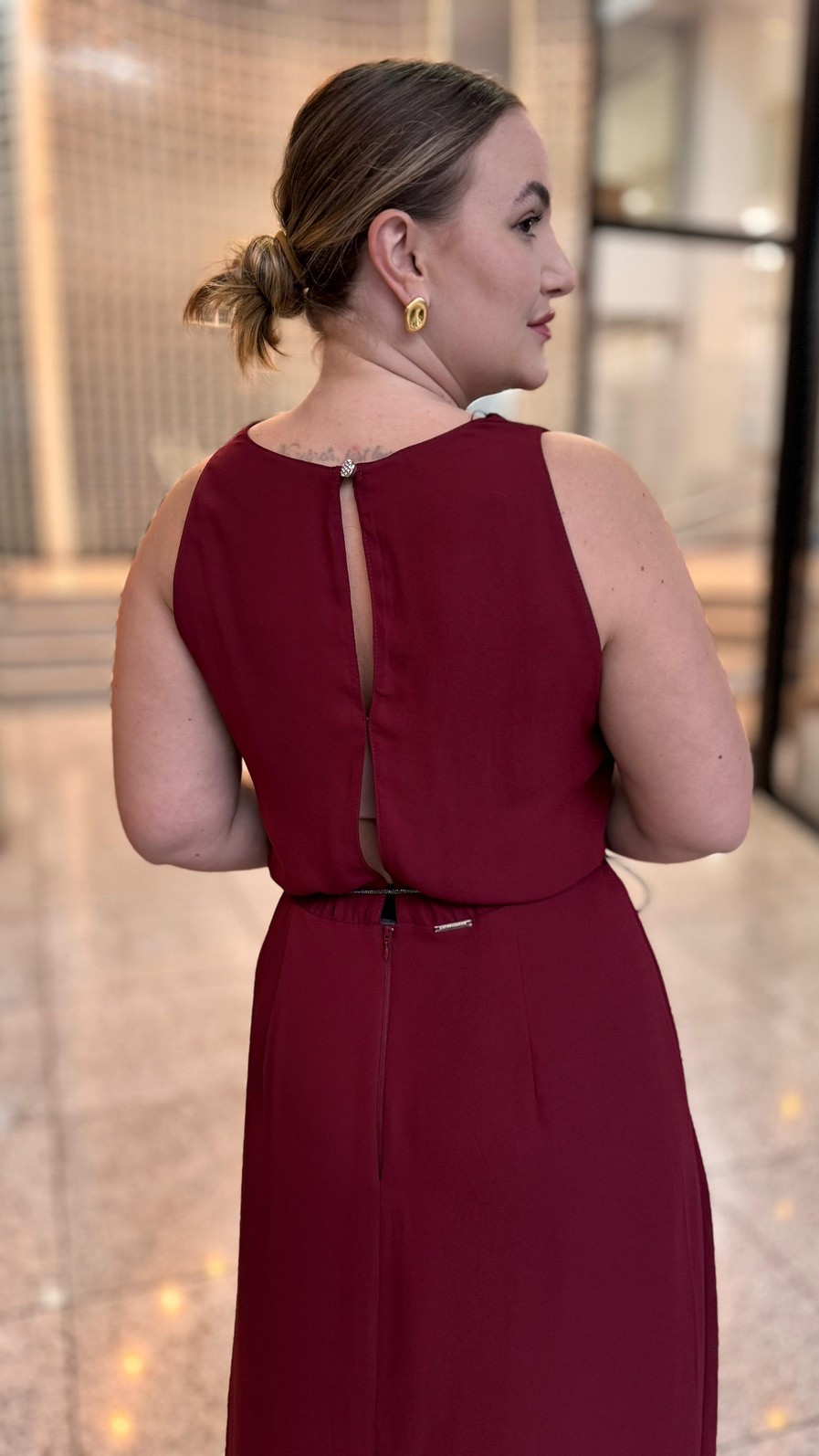 VESTIDO CAVA FRANCESA SEM MANGA LONGO BORDO MARIA VALENTINA