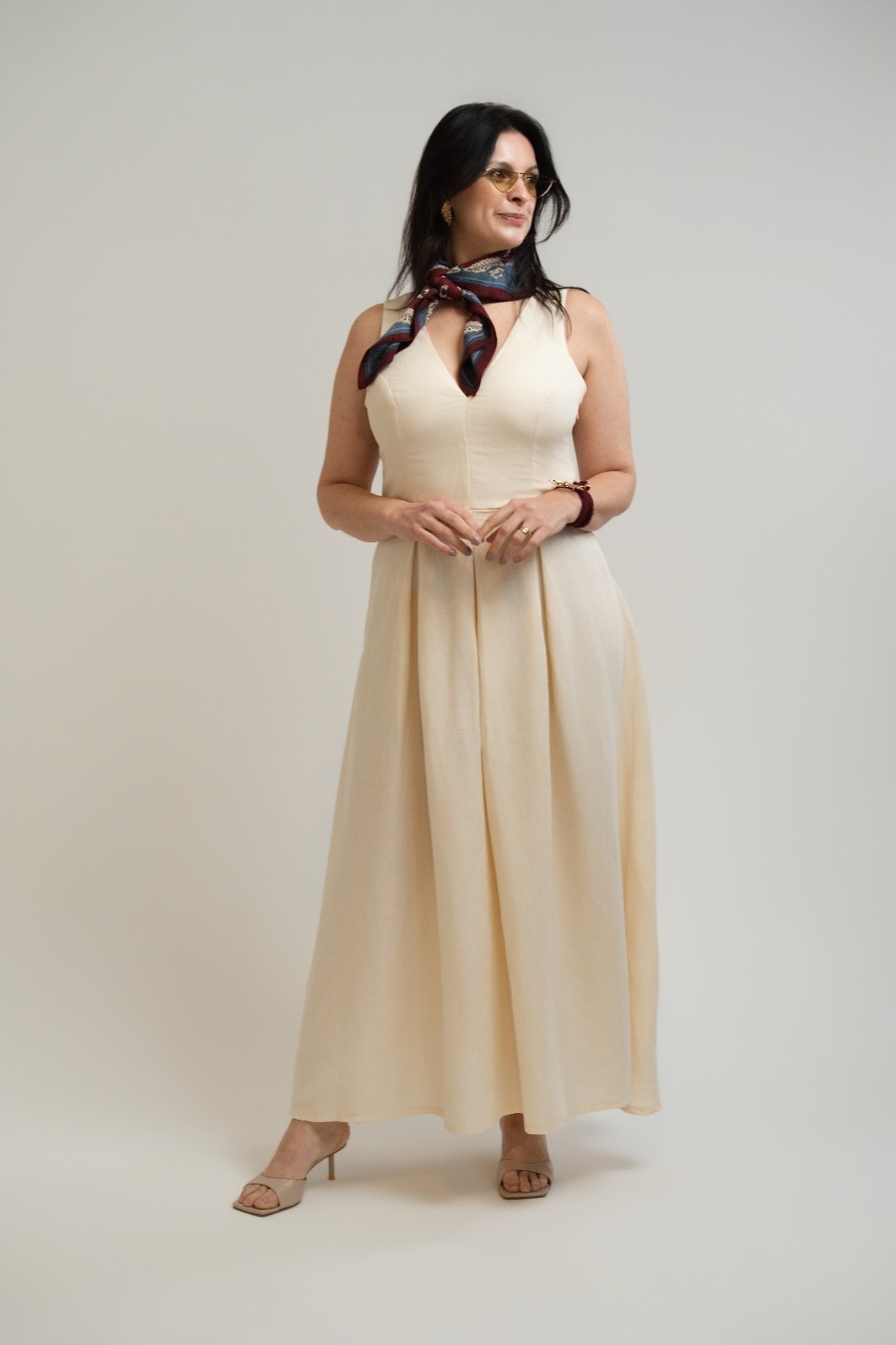 VESTIDO LINHO BEGE AFFOGATO COLCCI VESTIDO LINHO BEGE AFFOGATO COLCCI
