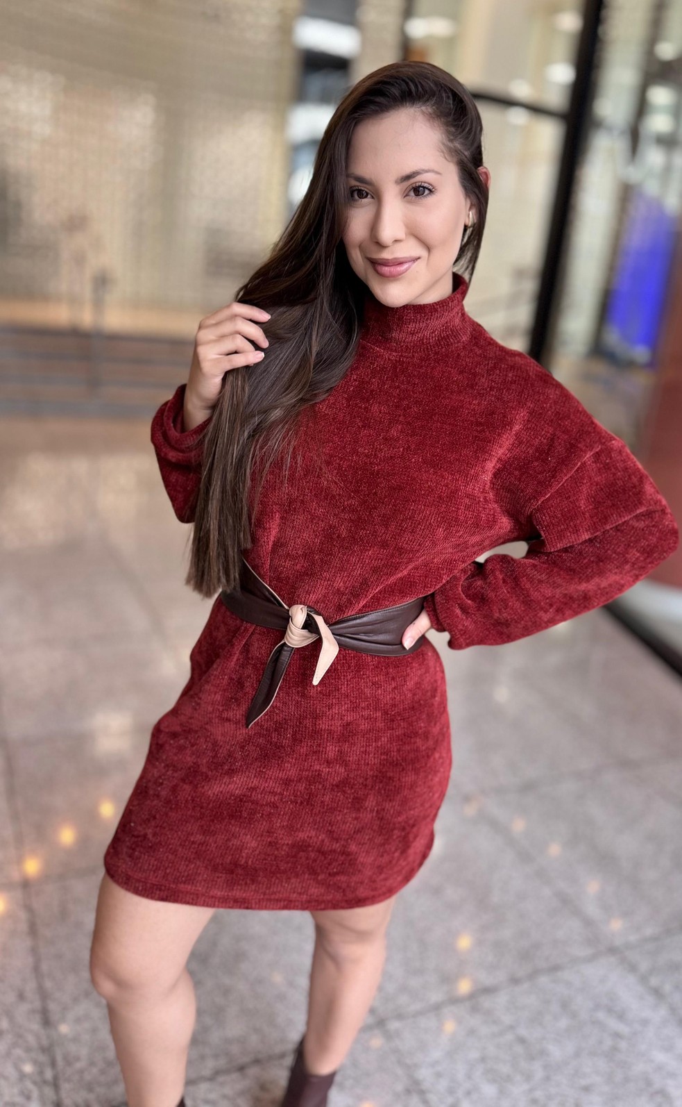 VESTIDO DE TRICOT GOLA MORENA ROSA