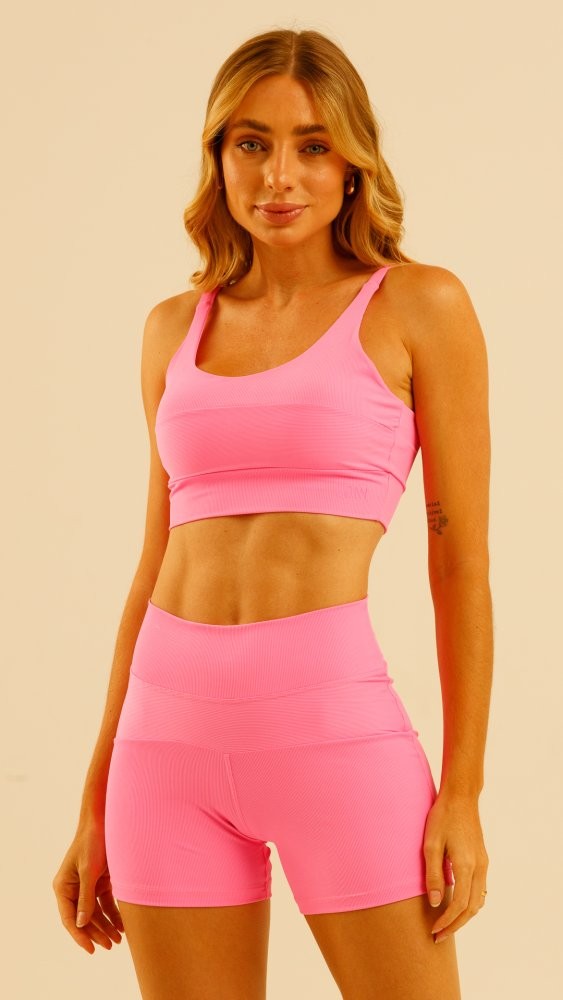 Shorts Matte Canelado Rosa