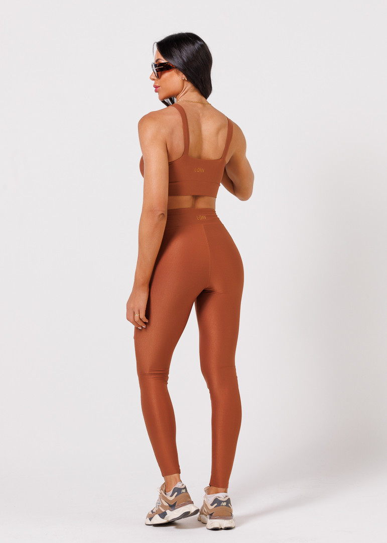 Legging com Bolso Canelado Bronze Legging com Bolso Canelado Bronze