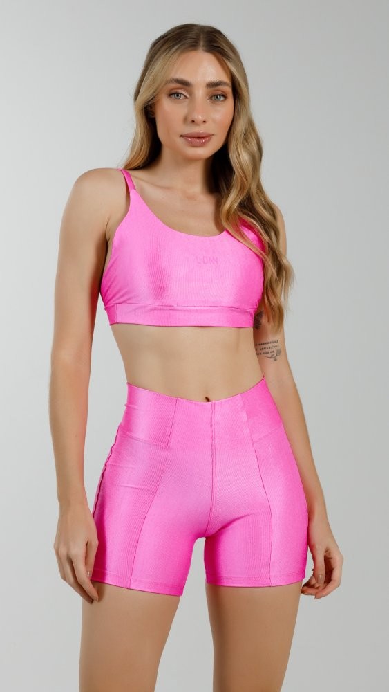 Shorts Canelado Rosa Chiclete Shorts Canelado Rosa Chiclete